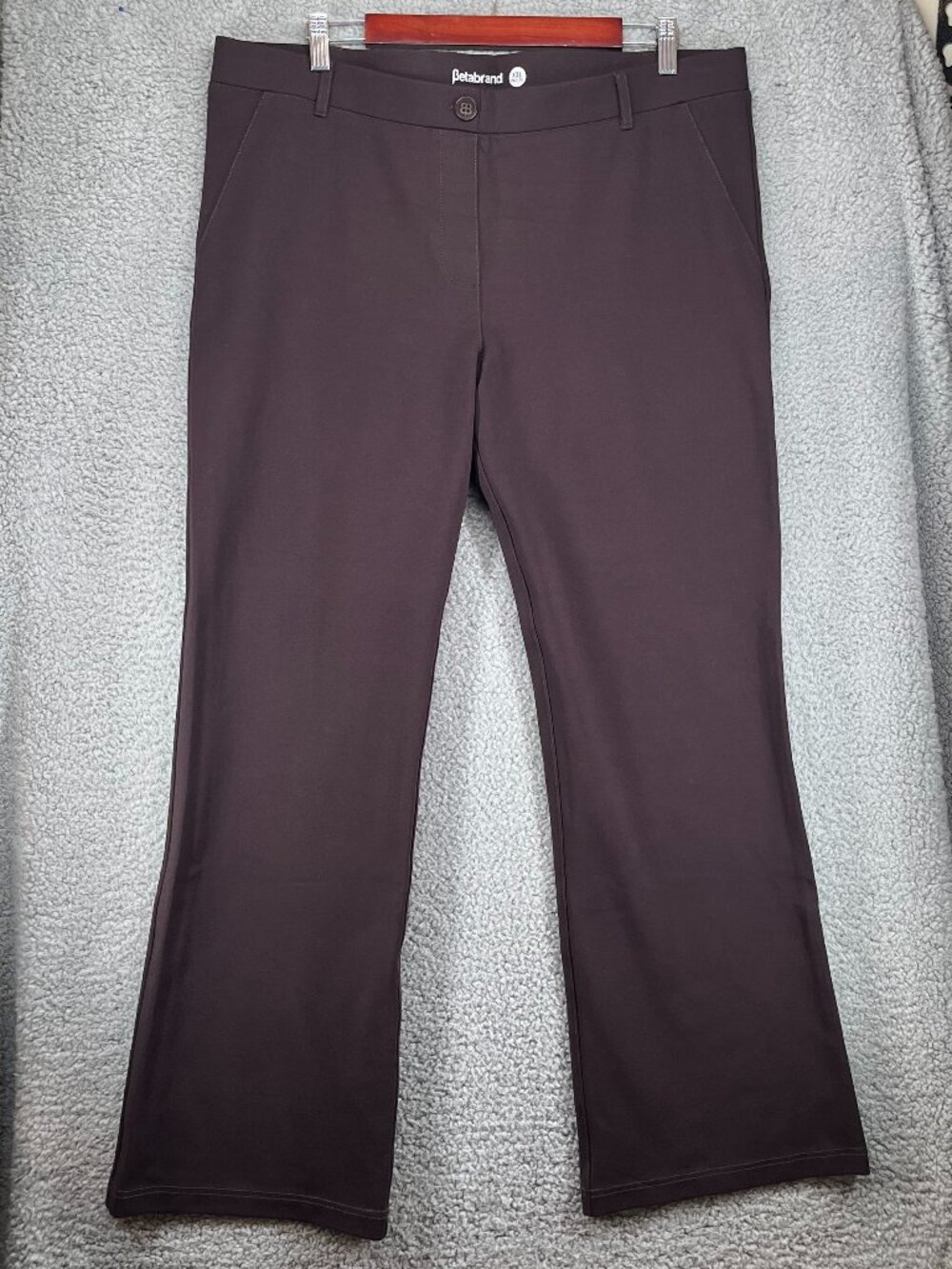BETABRAND Chocolate Brown Bootcut Two Pocket Casual Yoga Pants Petite XXL